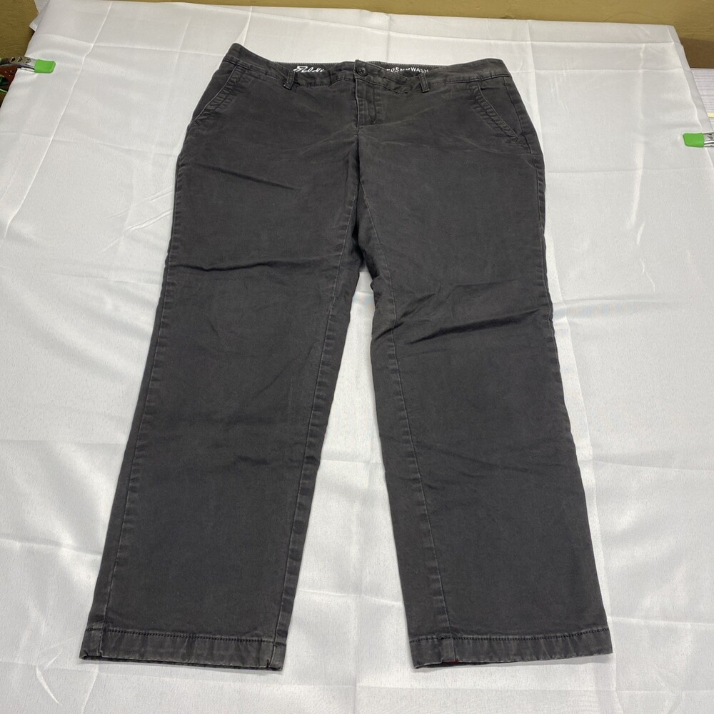 Eddie Bauer Legendwash Stretch Boyfriend Relaxed Flannel Lined Pants Gray SZ P14